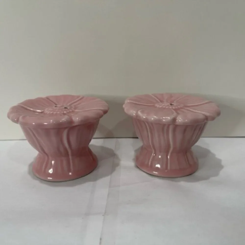 Pink Flower Salt and Pepper Shakers New 2.75